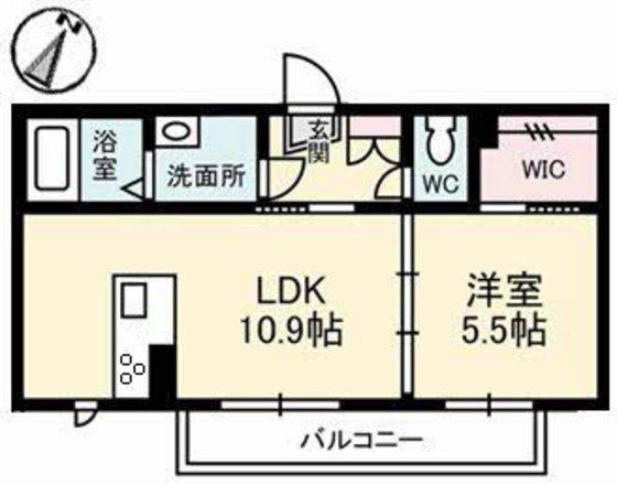 ラフィナート(1LDK/2階)の間取り写真