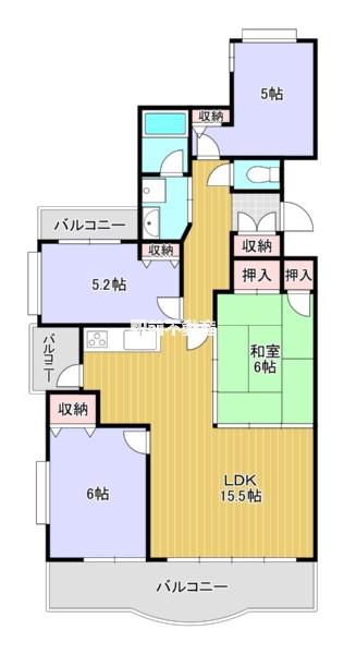 ライオンズマンション中央町(4LDK/4階)の間取り写真