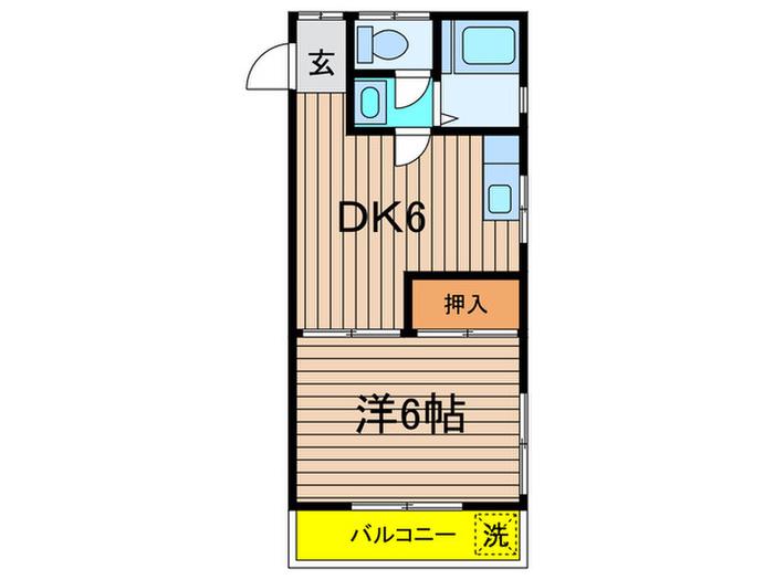 第1豊田マンション(1DK/3階)の間取り写真
