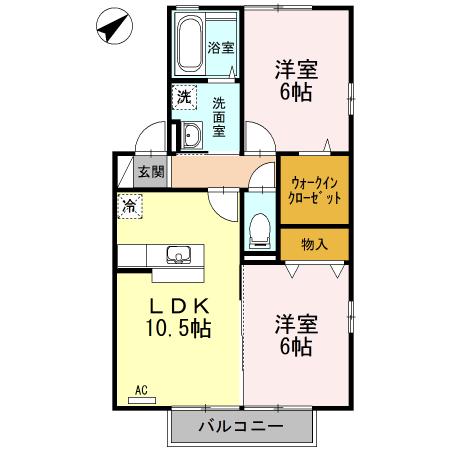カーサグランデ(2LDK/1階)の間取り写真