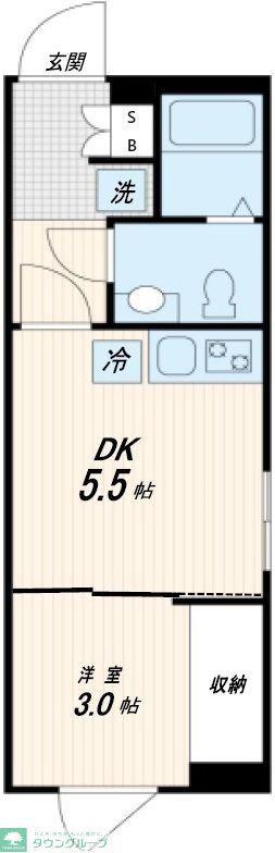 FULLEA神楽坂(1DK/2階)の間取り写真