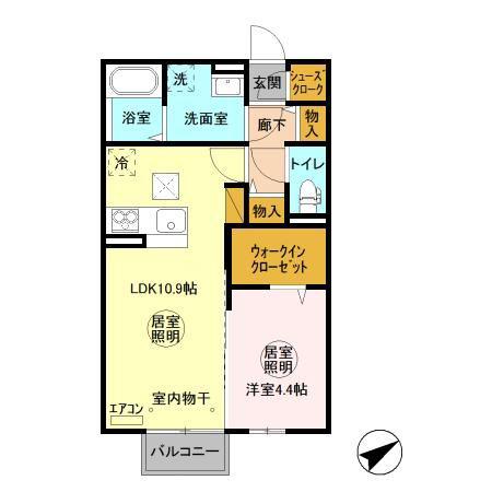 ショコラ(1LDK/1階)の間取り写真
