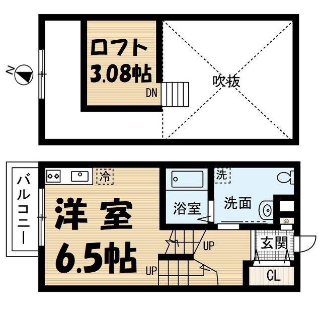 FLORAISON(ワンルーム/2階)の間取り写真