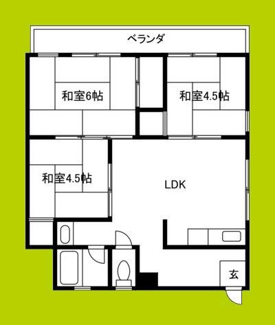 マンション南住吉(3LDK/2階)の間取り写真