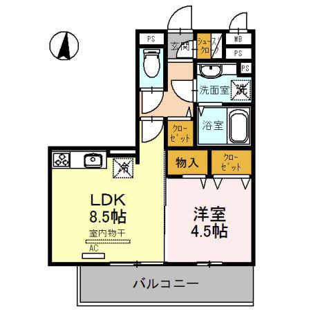 サンライズ湊II(1LDK/2階)の間取り写真