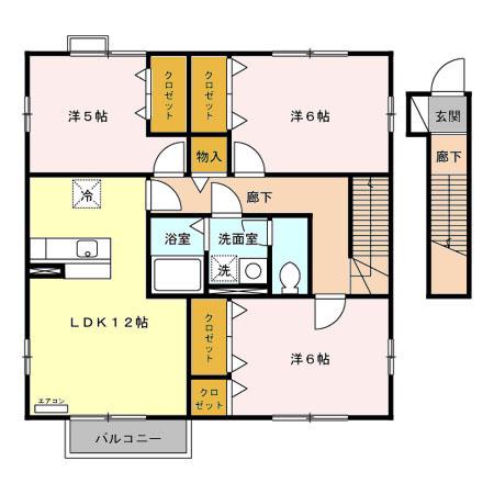 サニーハウス(3LDK/2階)の間取り写真