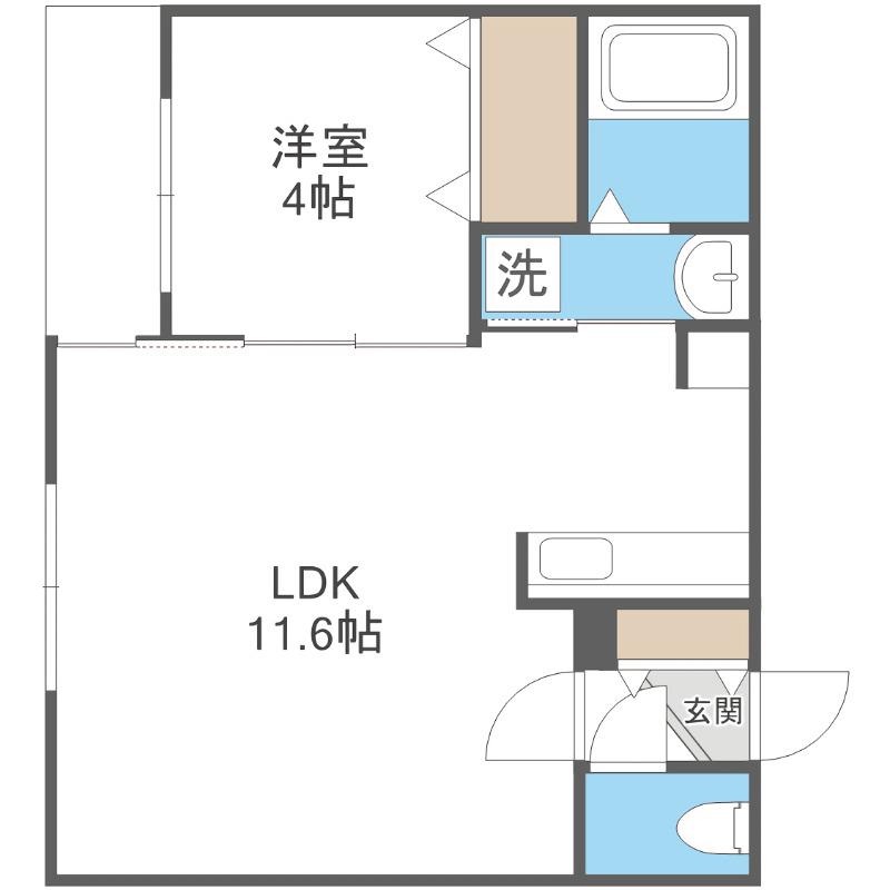 カペラ・アイン(1LDK/3階)の間取り写真
