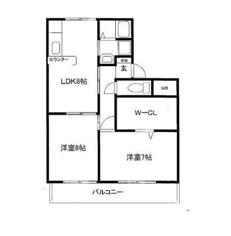 パークサイドツクダ(2LDK/1階)の間取り写真