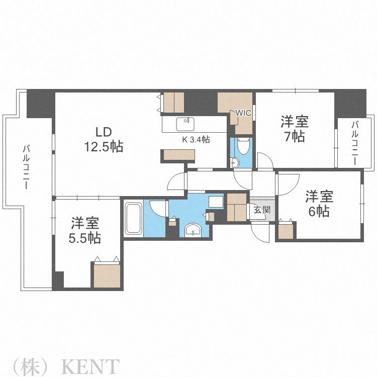 シティハウス円山(3LDK/10階)の間取り写真