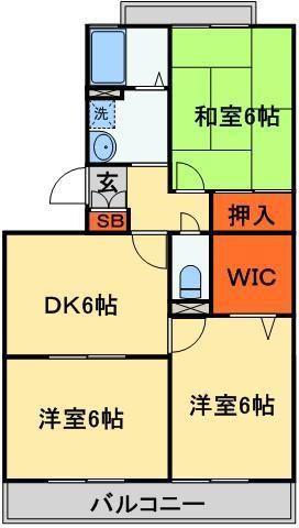 ハイローズ船橋壱番館(3DK/2階)の間取り写真