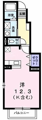アンソレイエ(ワンルーム/1階)の間取り写真
