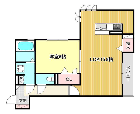 ボヌール イースト(1LDK/2階)の間取り写真