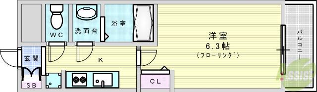 スプランディッド5(1K/8階)の間取り写真