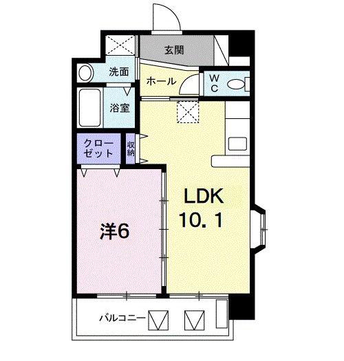 ロイヤルヒルズ(1LDK/4階)の間取り写真