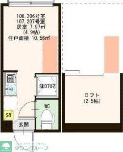 ハーモニーテラス仲宿III(ワンルーム/1階)の間取り写真