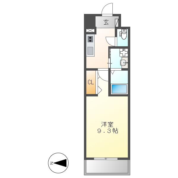 KDXレジデンス今池(1K/7階)の間取り写真