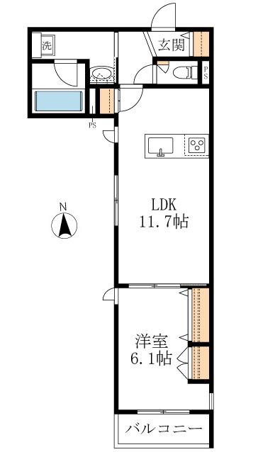 AF ハウオリ エビナ(1LDK/2階)の間取り写真