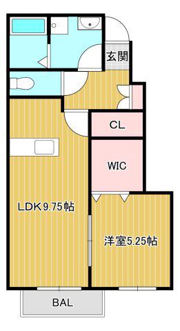 ドエル四季Ⅰ番館(1LDK/2階)の間取り写真