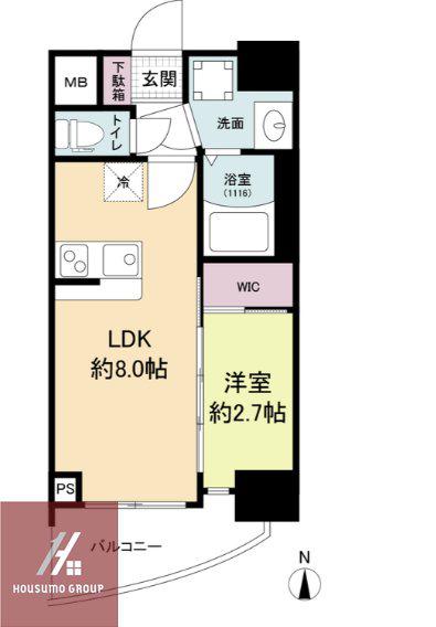セレニテ天六ミラク(1LDK/6階)の間取り写真
