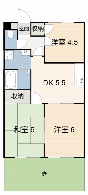ビューハイツ有松A棟(3DK/1階)の間取り写真