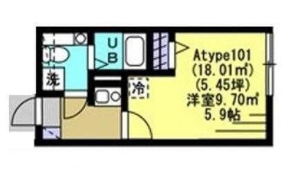 SINCREASE西新宿(1K/1階)の間取り写真