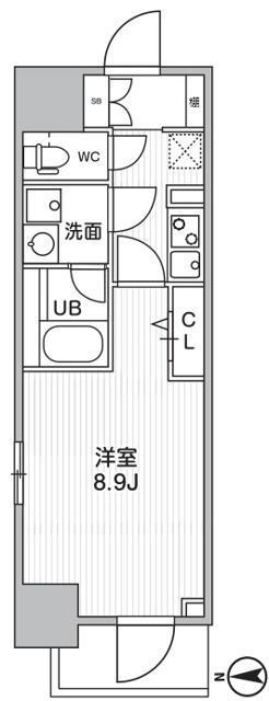 THEパームス熊野前(1K/4階)の間取り写真