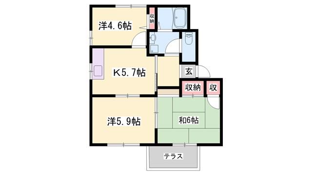 MSシーサイドプラザII(3K/1階)の間取り写真