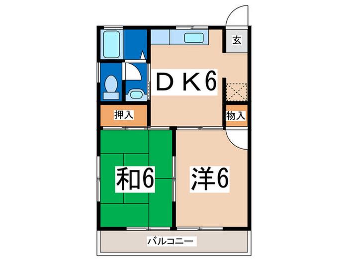 ローズ・エス(2DK/2階)の間取り写真