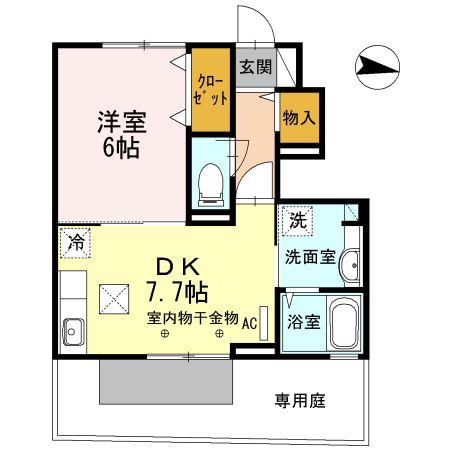 コンフォート倉(1DK/1階)の間取り写真