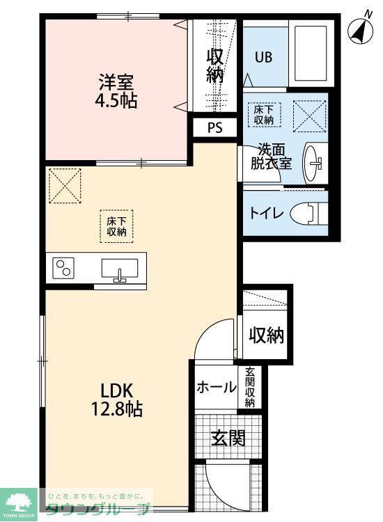 リーブルファイン浦和大東(1LDK/1階)の間取り写真