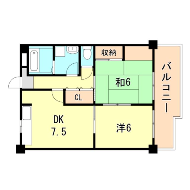 メゾンドール西久保I(2DK/4階)の間取り写真
