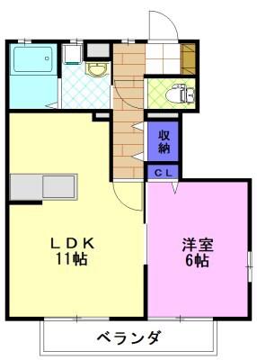 プチフルールⅠ(1LDK/1階)の間取り写真
