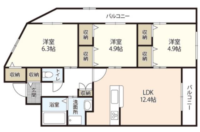 レジデンス天野弐番館(3LDK/4階)の間取り写真