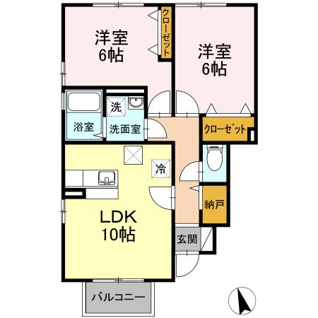 ファミール吉原(2LDK/1階)の間取り写真