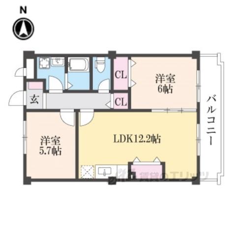 アメニティ前栽2号館(2LDK/4階)の間取り写真