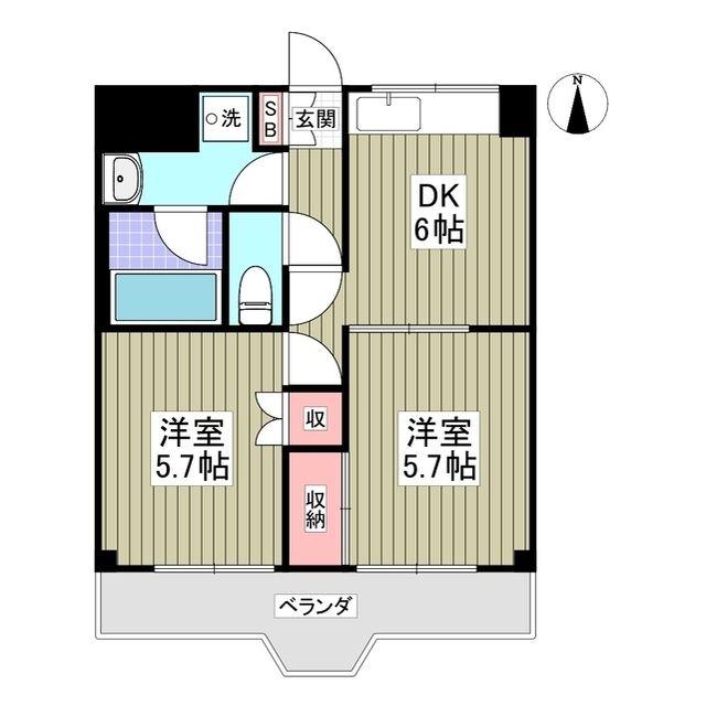 アザレアマンション(2DK/3階)の間取り写真