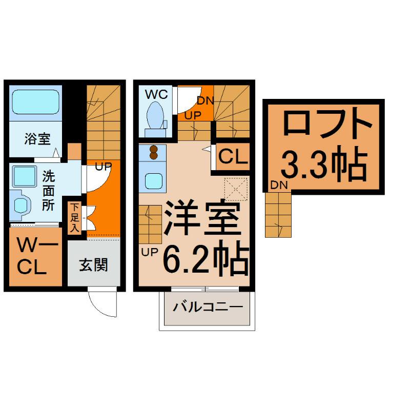 メゾン生駒町(1K/1階)の間取り写真