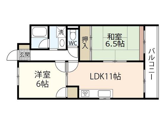 キャロット西原(2LDK/3階)の間取り写真