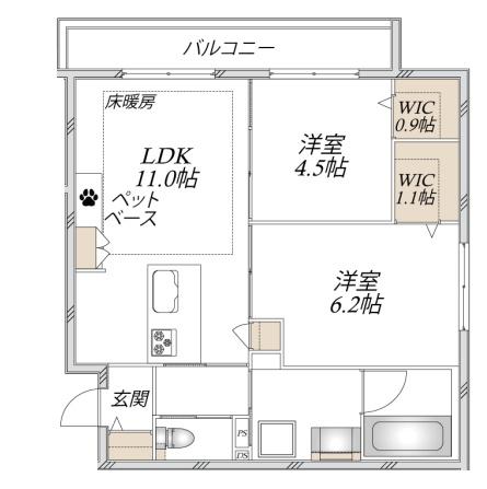 LA MAISON MATE 壱番館(2LDK/3階)の間取り写真
