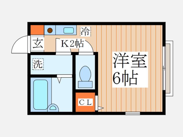 サンエイト西東京(1K/2階)の間取り写真