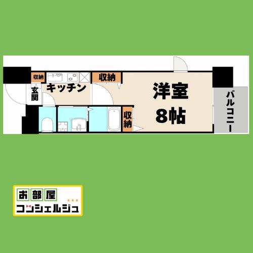 パルティール金山アネックス(1K/8階)の間取り写真