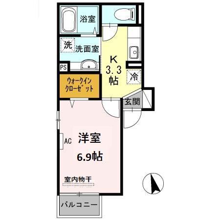 リューワ・プレイス旗の台(1K/2階)の間取り写真