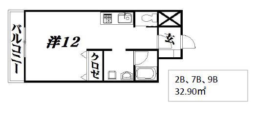 AVENUE大工町(ワンルーム/8階)の間取り写真