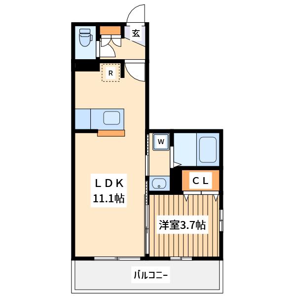 ファミール上の台(1LDK/2階)の間取り写真