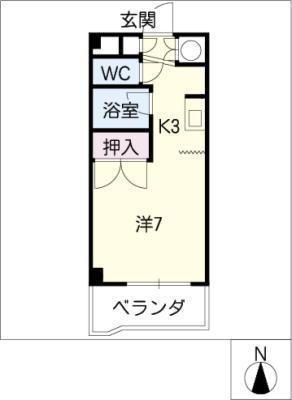若宮ビューハイツ(1K/5階)の間取り写真