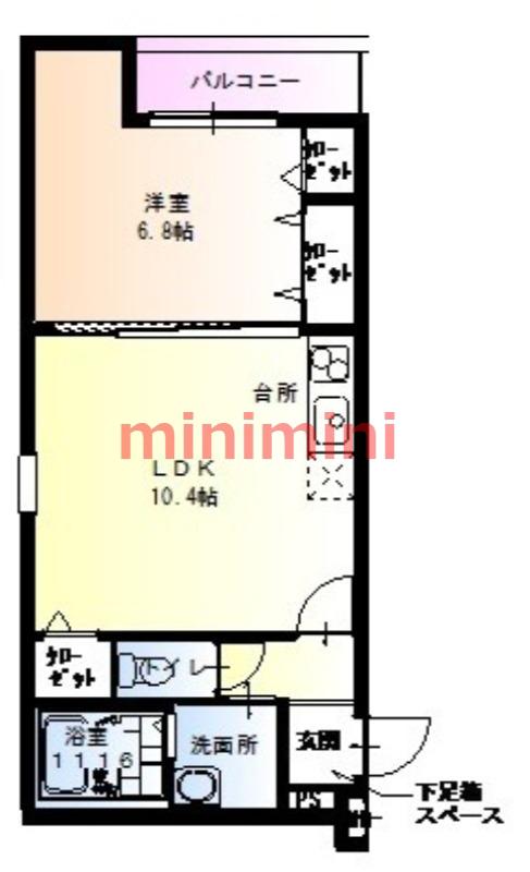 フジパレス上新庄駅北III番館(1LDK/3階)の間取り写真