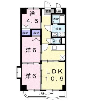高砂Uハイツ(3LDK/1階)の間取り写真