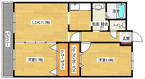 パストラル大町(2LDK/1階)の間取り写真