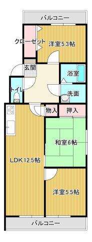 ヴィラージュ松下(3LDK/1階)の間取り写真