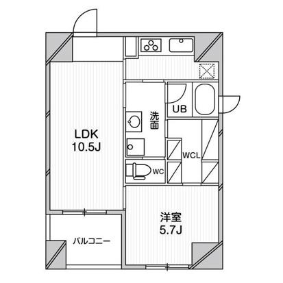 ルクレ堺筋本町レジデンス(1LDK/6階)の間取り写真